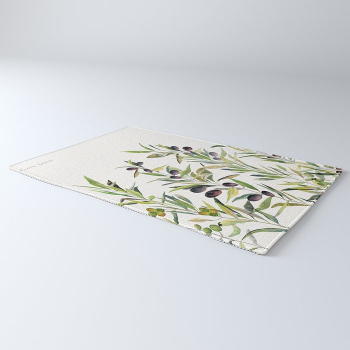 Olive Branch Watercolor  Rug Gallery Image 3