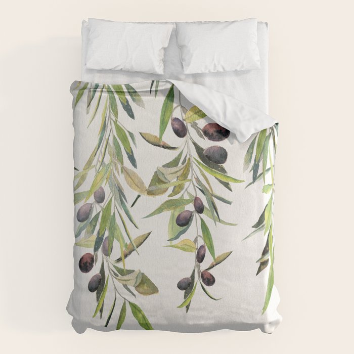 Olive Branch Watercolor  Duvet Cover Gallery Image 6
