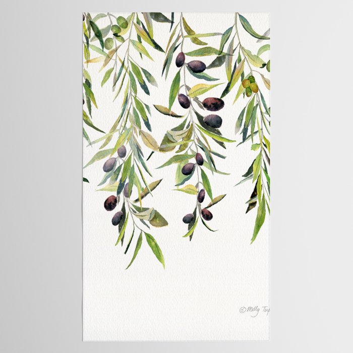 Olive Branch Watercolor  Tablecloth Gallery Image 2
