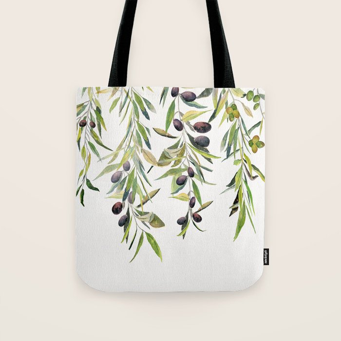 Olive Branch Watercolor  Tote Bag Gallery Image 1