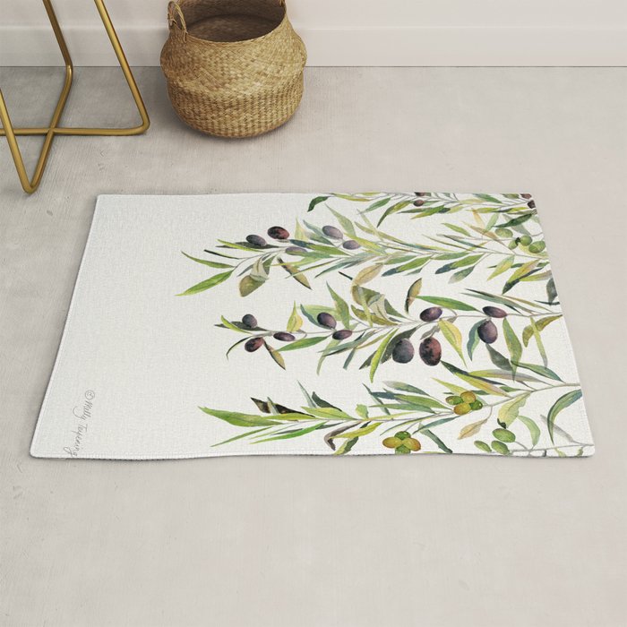 Olive Branch Watercolor  Rug Gallery Image 1