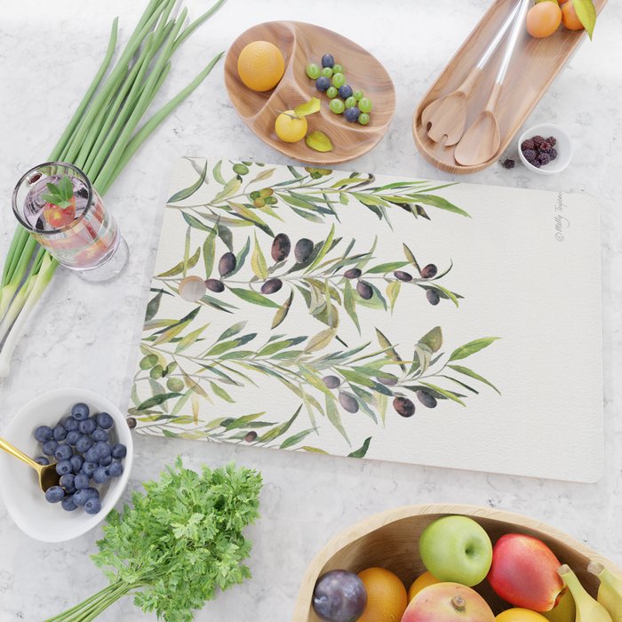 Olive Branch Watercolor  Cutting Board Gallery Image 2