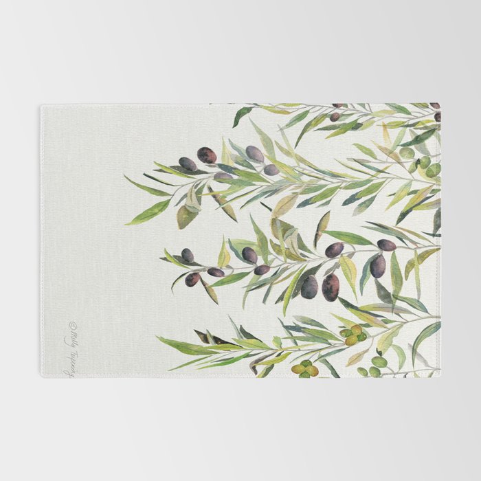 Olive Branch Watercolor  Rug Gallery Image 2