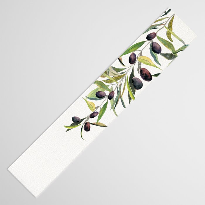 Olive Branch Watercolor  Table Runner Gallery Image 3
