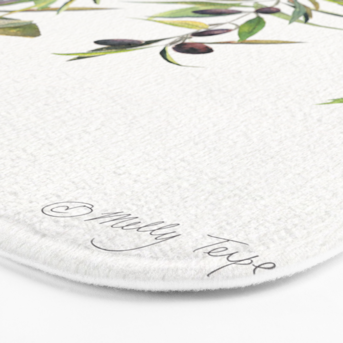 Olive Branch Watercolor  Bath Mat Gallery Image 3