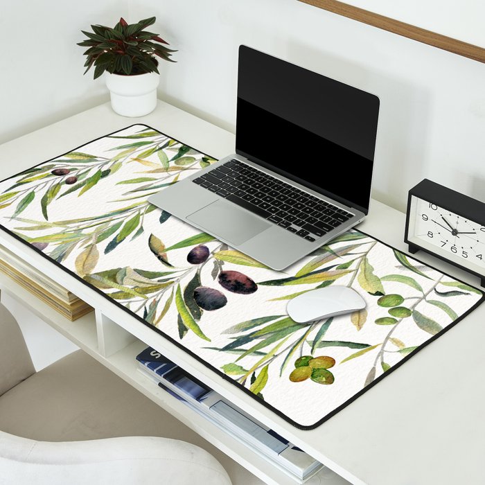 Olive Branch Watercolor  Desk Mat Gallery Image 2