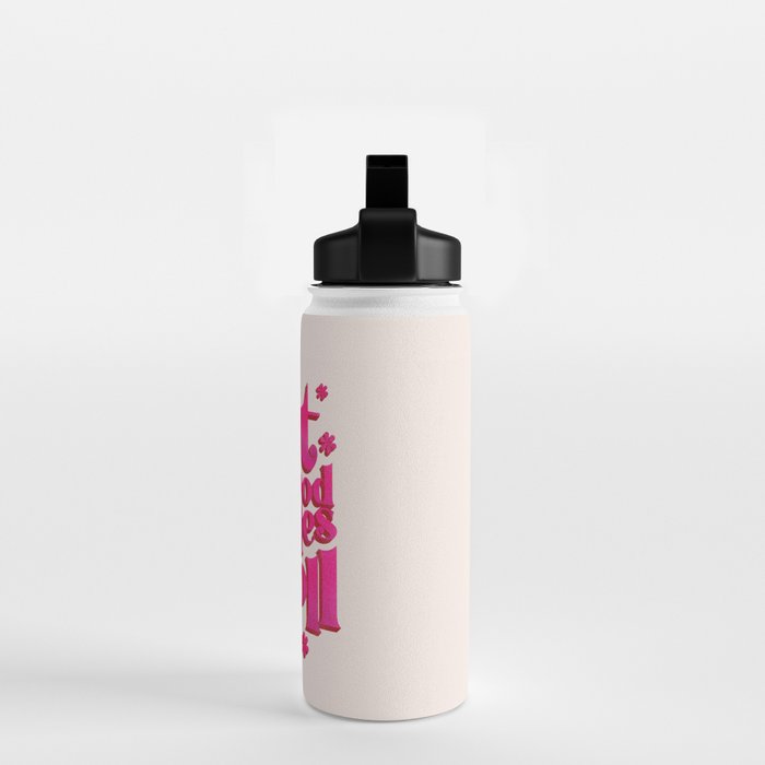 Let The Good Times Roll  - Retro Type in Pink Water Bottle Gallery Image 2
