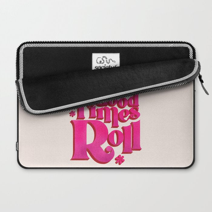 Let The Good Times Roll  - Retro Type in Pink Laptop Sleeve Gallery Image 2