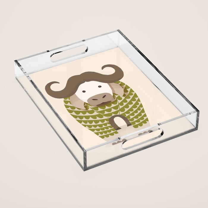 Whimsical Cape Buffalo Acrylic Tray Gallery Image 1