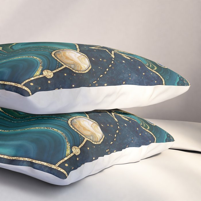 Celestial Starry Emerald Gold Cosmos Pillow Sham Gallery Image 3