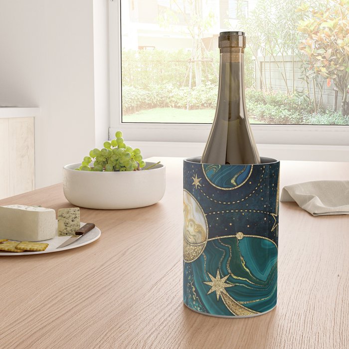 Celestial Starry Emerald Gold Cosmos Wine Chiller Gallery Image 4