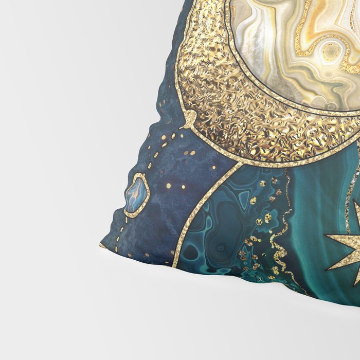 Celestial Starry Emerald Gold Cosmos Pillow Sham Gallery Image 4