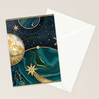 Celestial Starry Emerald Gold Cosmos Stationery Card Gallery Image 2