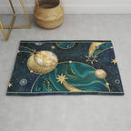 Celestial Starry Emerald Gold Cosmos Rug Gallery Image 1