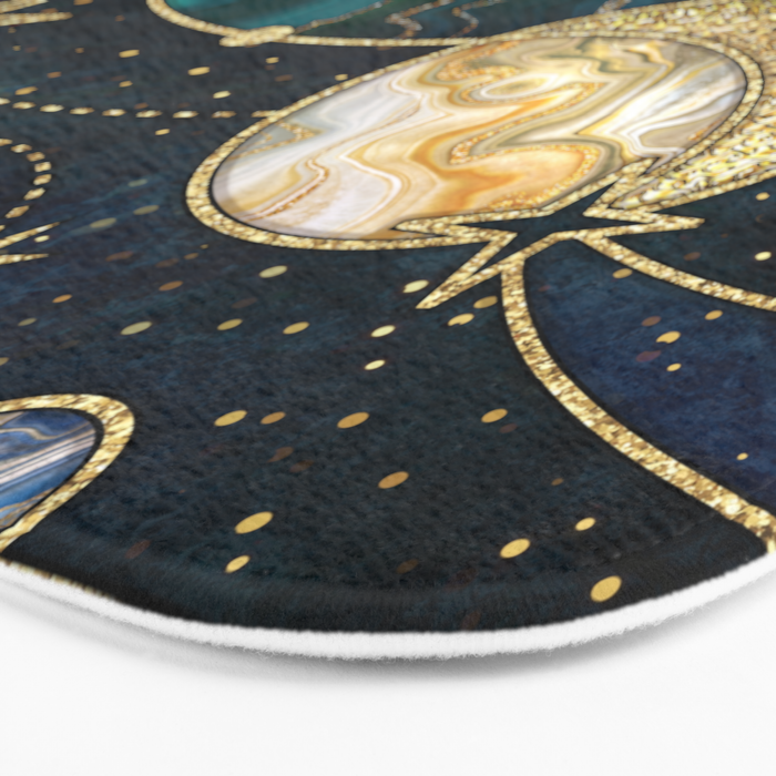 Celestial Starry Emerald Gold Cosmos Bath Mat Gallery Image 3