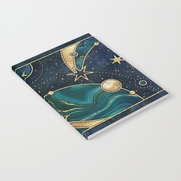 Celestial Starry Emerald Gold Cosmos Notebook Gallery Image 2