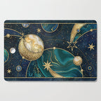 Celestial Starry Emerald Gold Cosmos Cutting Board Gallery Image 1