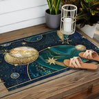 Celestial Starry Emerald Gold Cosmos Outdoor Rug Gallery Image 2