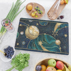Celestial Starry Emerald Gold Cosmos Cutting Board Gallery Image 2