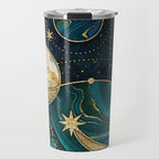 Celestial Starry Emerald Gold Cosmos Travel Mug Gallery Image 1