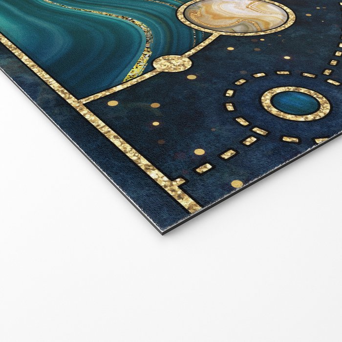 Celestial Starry Emerald Gold Cosmos Welcome Mat Gallery Image 2