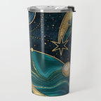 Celestial Starry Emerald Gold Cosmos Travel Mug Gallery Image 2