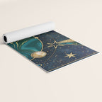 Celestial Starry Emerald Gold Cosmos Yoga Mat Gallery Image 2
