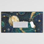 Celestial Starry Emerald Gold Cosmos Desk Mat Gallery Image 1