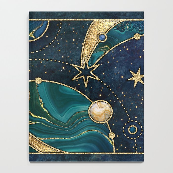 Celestial Starry Emerald Gold Cosmos Notebook Gallery Image 4