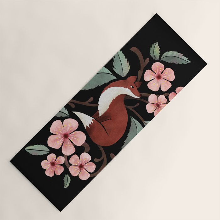 Fox in Cherry Blossoms Yoga Mat Gallery Image 1