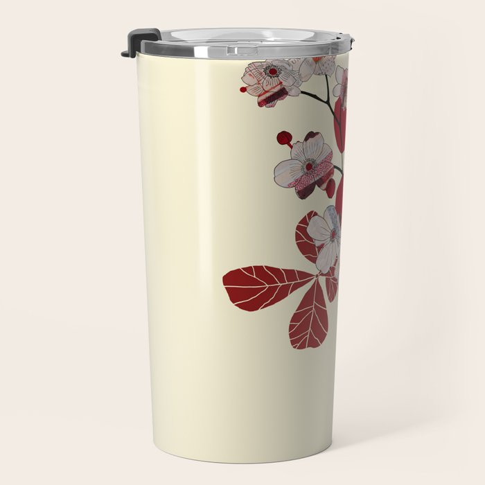 Red Flowers in Vase Travel Mug Gallery Image 3
