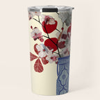 Red Flowers in Vase Travel Mug Gallery Image 1