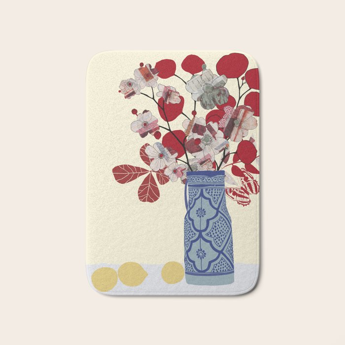 Red Flowers in Vase Bath Mat Gallery Image 1