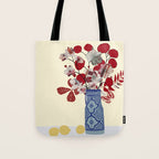 Red Flowers in Vase Tote Bag Gallery Image 1