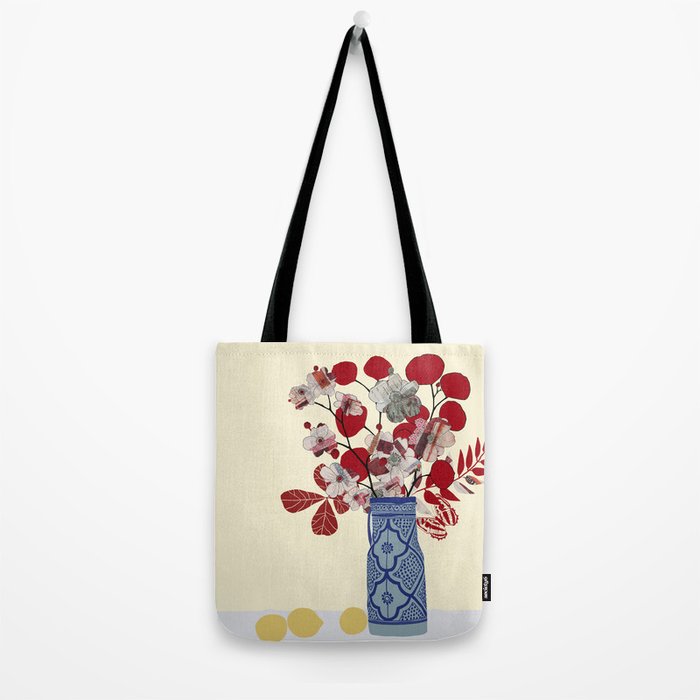 Red Flowers in Vase Tote Bag Gallery Image 2