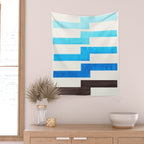 Blue Baby Blue Watercolor Minimalist Geometric Zig Zag Lightning Bolt Pattern Wall Tapestry Gallery Image 2