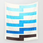 Blue Baby Blue Watercolor Minimalist Geometric Zig Zag Lightning Bolt Pattern Wall Tapestry Gallery Image 4