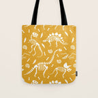 Dinosaur Fossils on Mustard Yellow Tote Bag Gallery Image 1