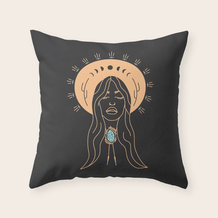 Desert Angel in Peach & Grey Throw Pillow Gallery Image 6
