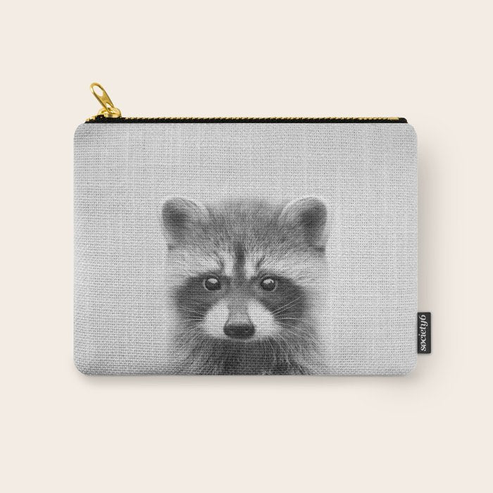 Raccoon - Black & White Carry All Pouch Gallery Image 1