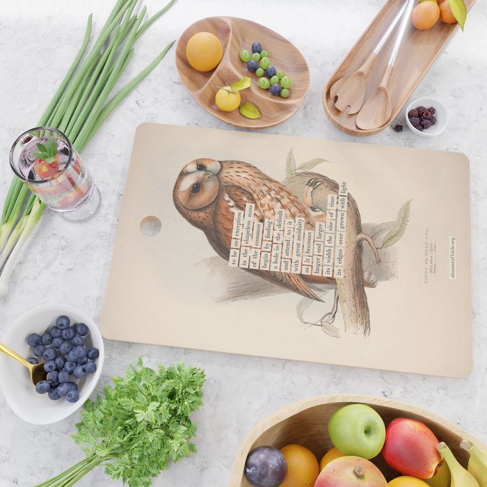 Bird Divinations: Tawny owl (about: almanacofbirds.org) Cutting Board Gallery Image 2