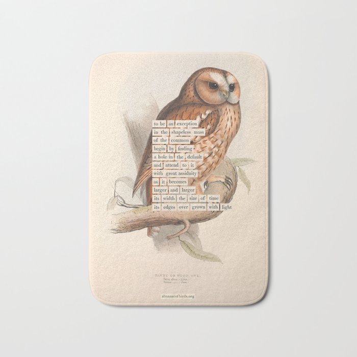 Bird Divinations: Tawny owl (about: almanacofbirds.org) Bath Mat Gallery Image 1