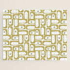 Mid Century Modern Piquet Geometric Multi Pattern in Vintage Olive Green and White Jigsaw Puzzle Gallery Image 1