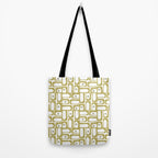 Mid Century Modern Piquet Geometric Multi Pattern in Vintage Olive Green and White Tote Bag Gallery Image 2