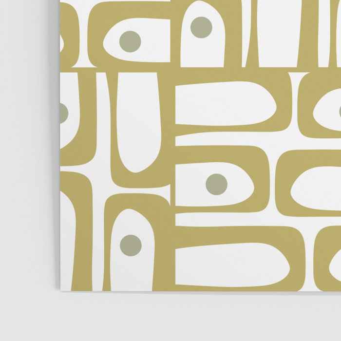 Mid Century Modern Piquet Geometric Multi Pattern in Vintage Olive Green and White Poster Gallery Image 3