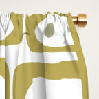 Mid Century Modern Piquet Geometric Multi Pattern in Vintage Olive Green and White Window Curtain Gallery Image 2
