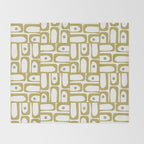 Mid Century Modern Piquet Geometric Multi Pattern in Vintage Olive Green and White Throw Blanket Gallery Image 2