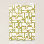 Mid Century Modern Piquet Geometric Multi Pattern in Vintage Olive Green and White Stationery Card Gallery Image 2