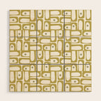 Mid Century Modern Piquet Geometric Multi Pattern in Vintage Olive Green and White Wood Wall Art Gallery Image 1