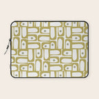 Mid Century Modern Piquet Geometric Multi Pattern in Vintage Olive Green and White Laptop Sleeve Gallery Image 1